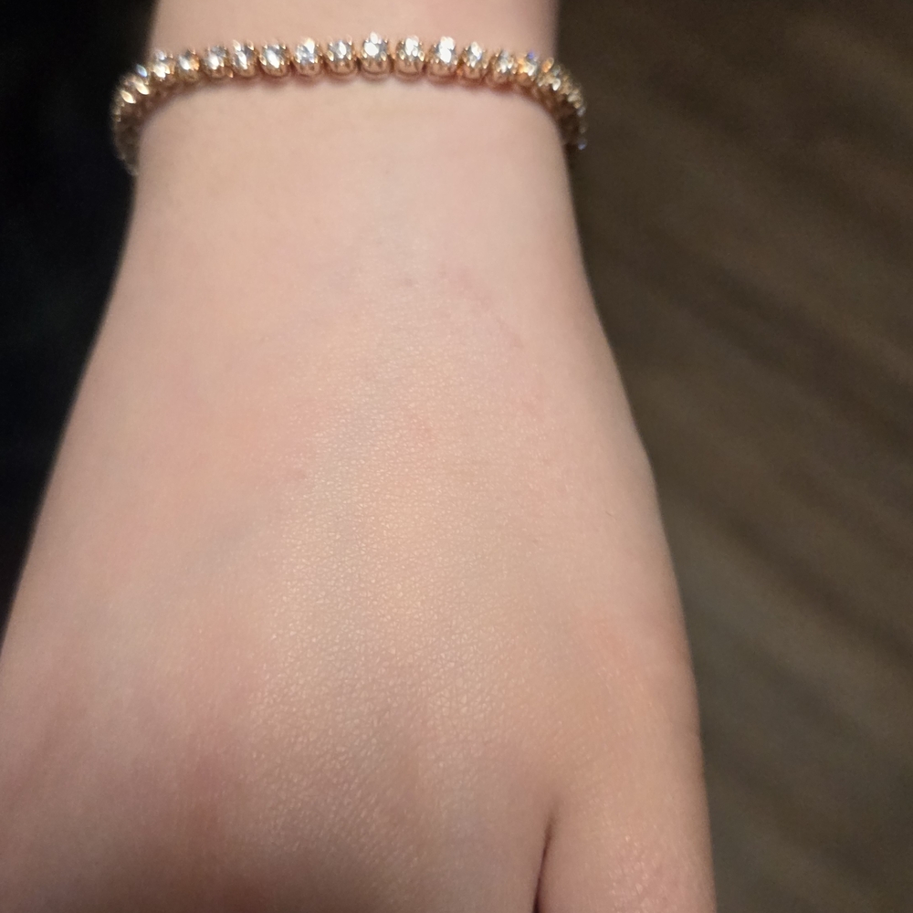 Classic Rose Gold Tennis Bracelet with Clear Stones